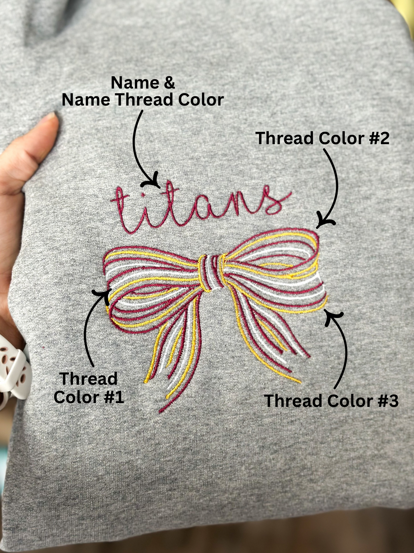 PREORDER Custom Embroidered Bow Design - YOUTH
