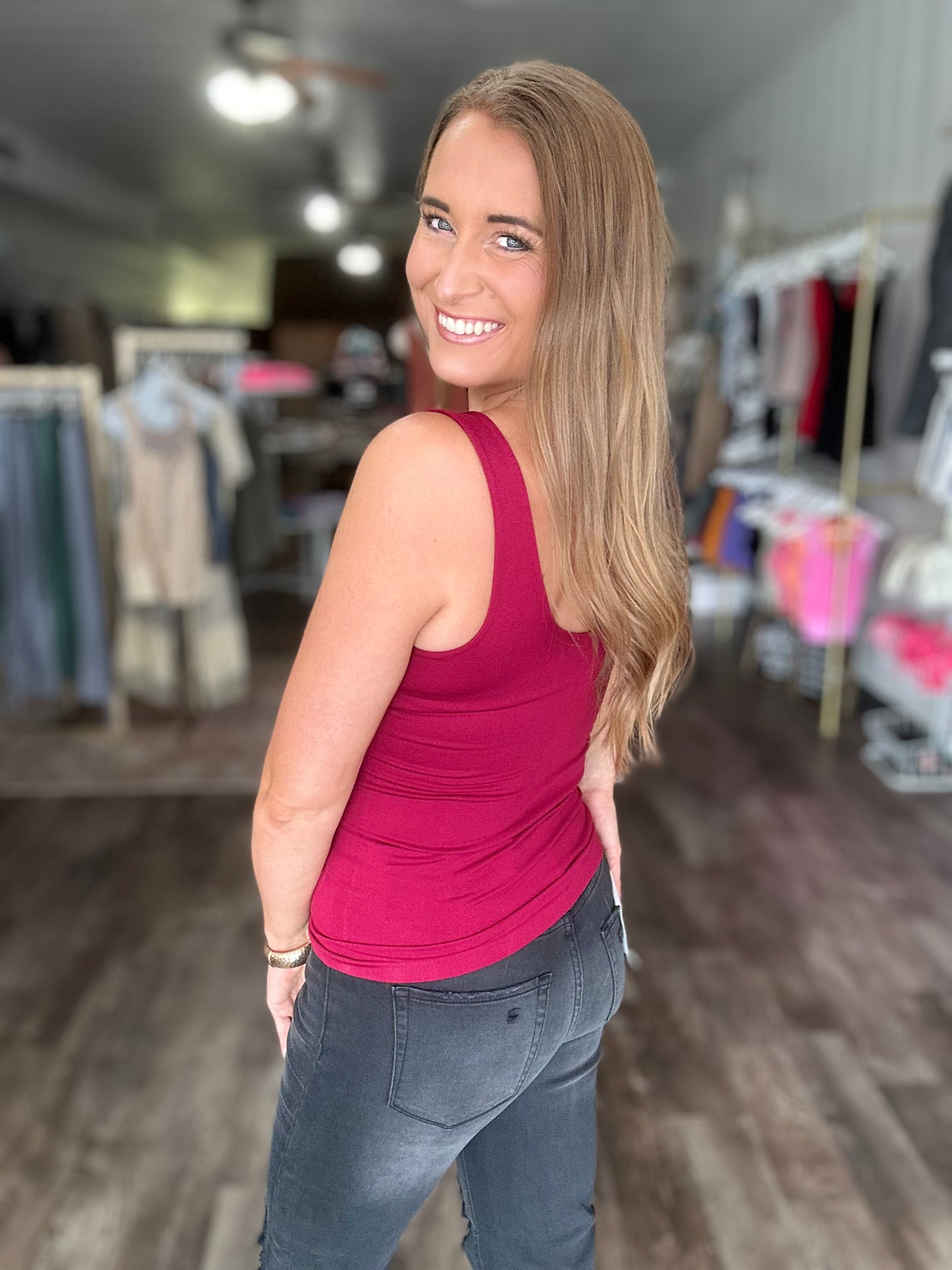 Sicily Padded Tank - Burgundy