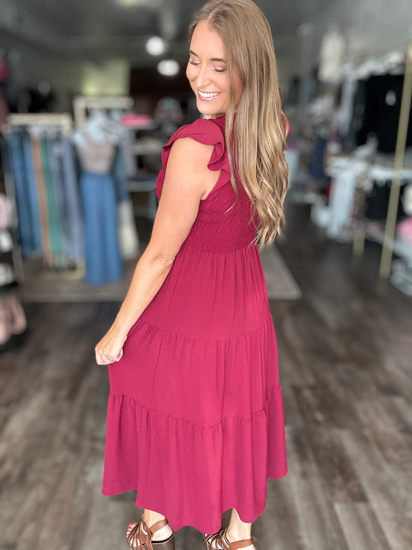 Let's Get Going Flutter Sleeve Dress