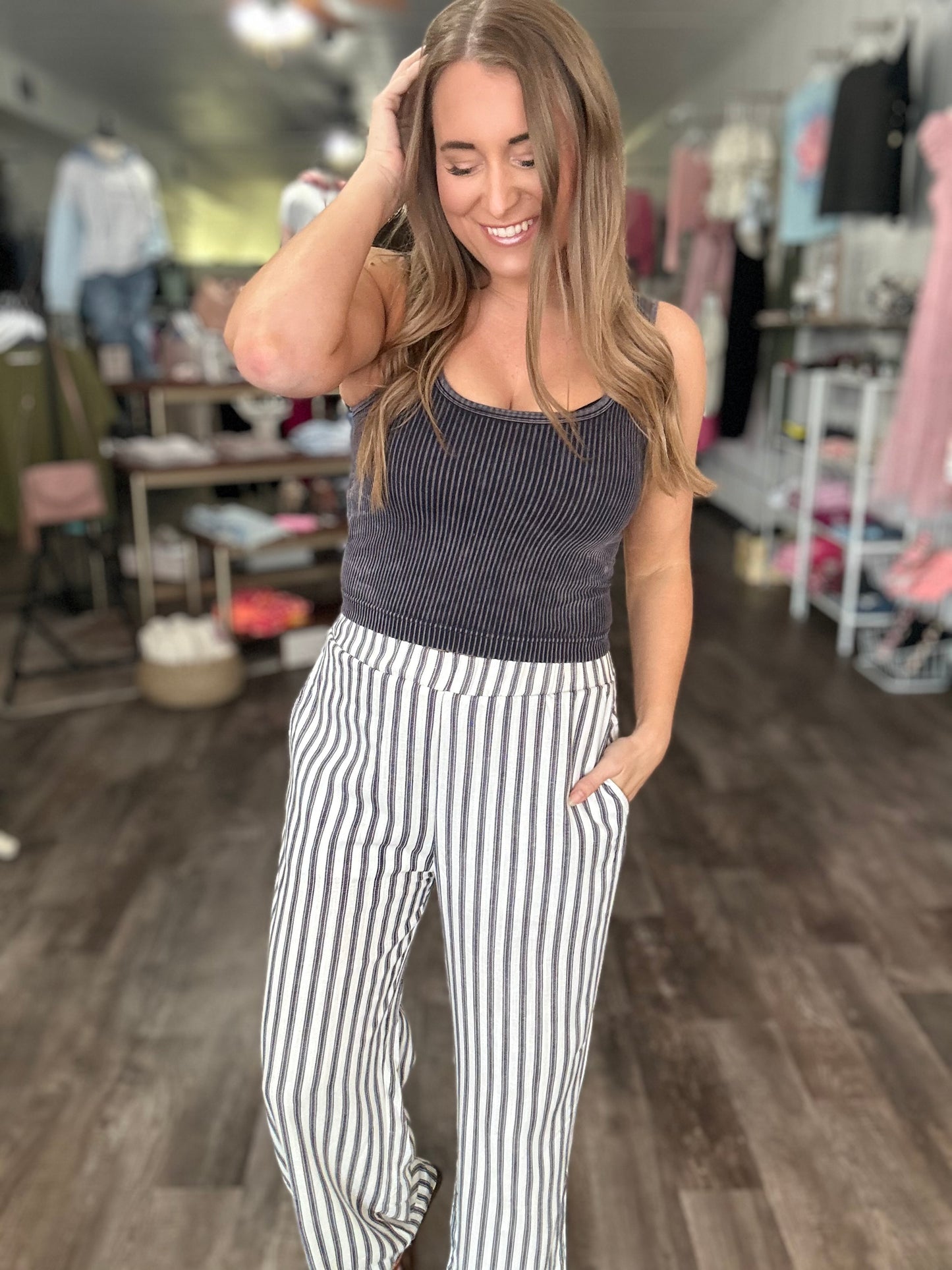 Walk Along The Beach Pinstripe Pants