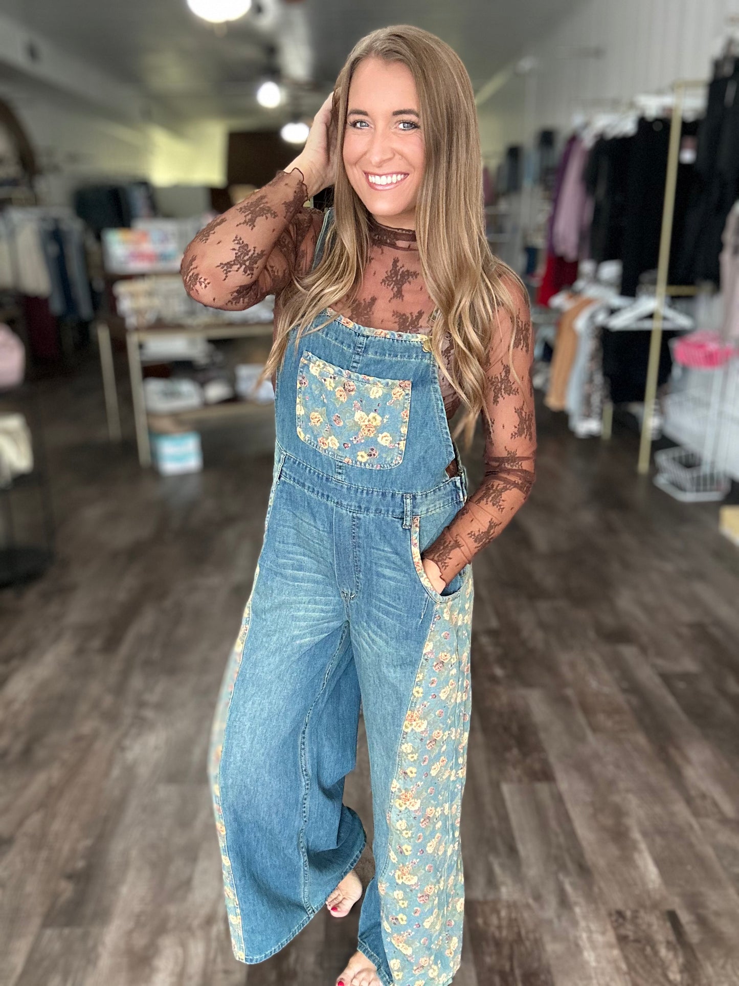 Wild Soul Floral Denim Overalls