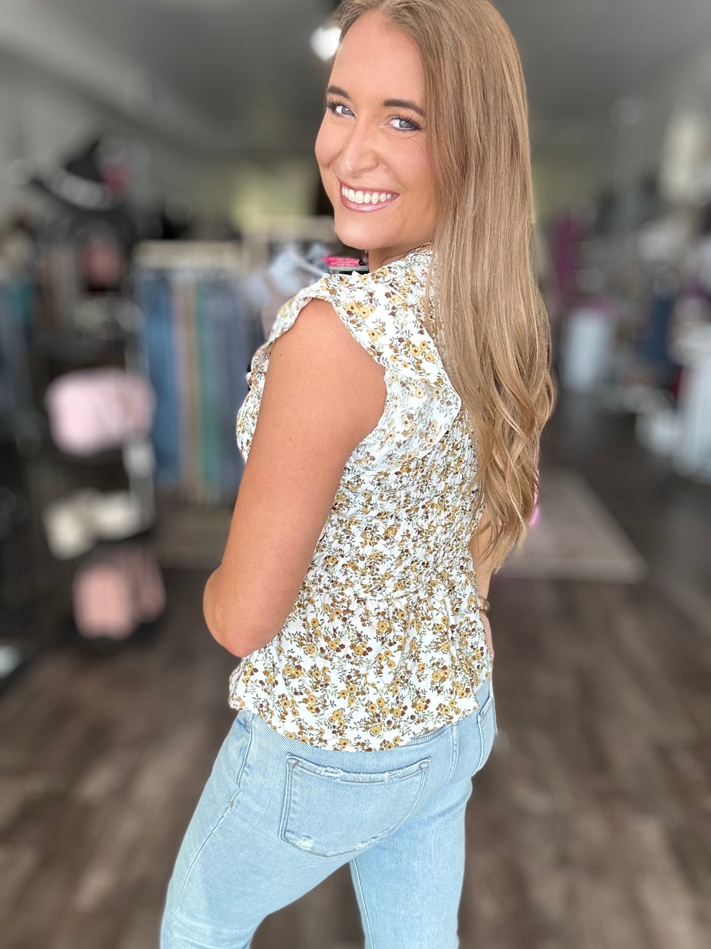 In Your Arms Smocked Floral Top