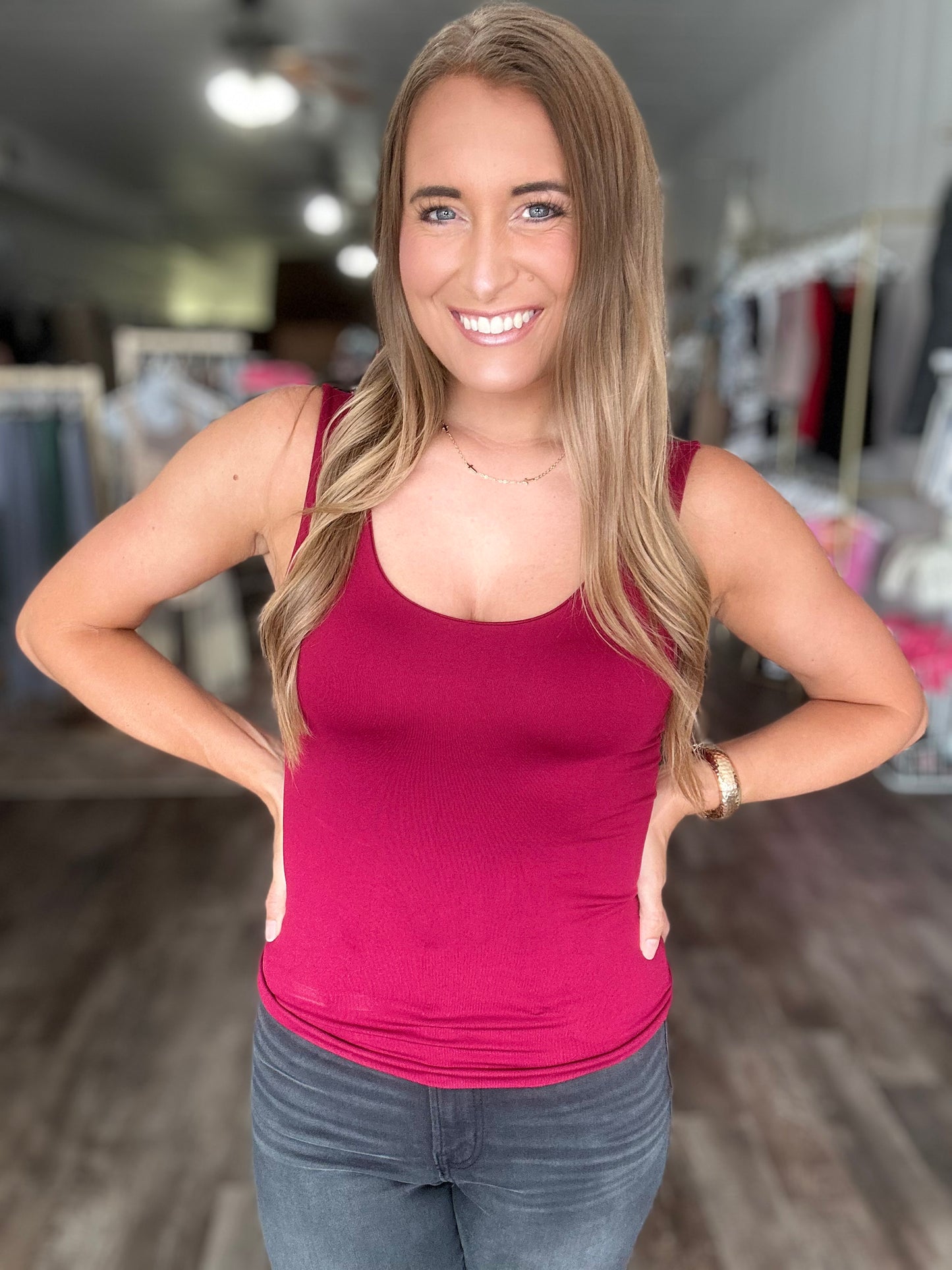 Sicily Padded Tank - Burgundy