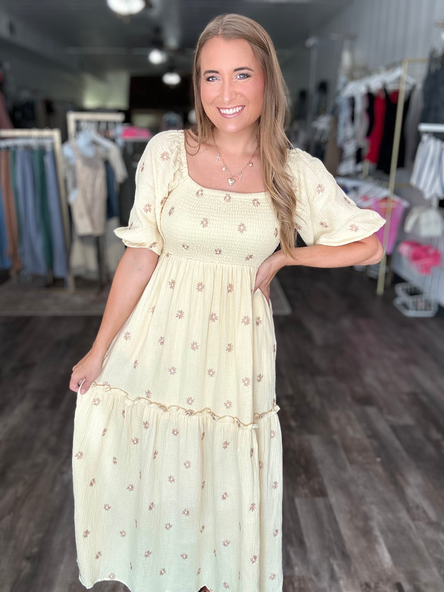 Crossroads Embroidered Maxi Dress