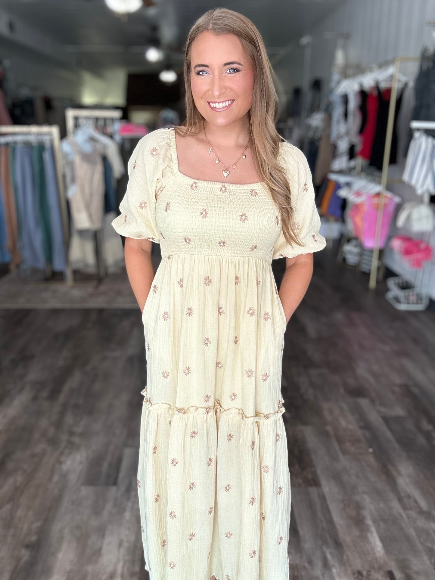 Crossroads Embroidered Maxi Dress
