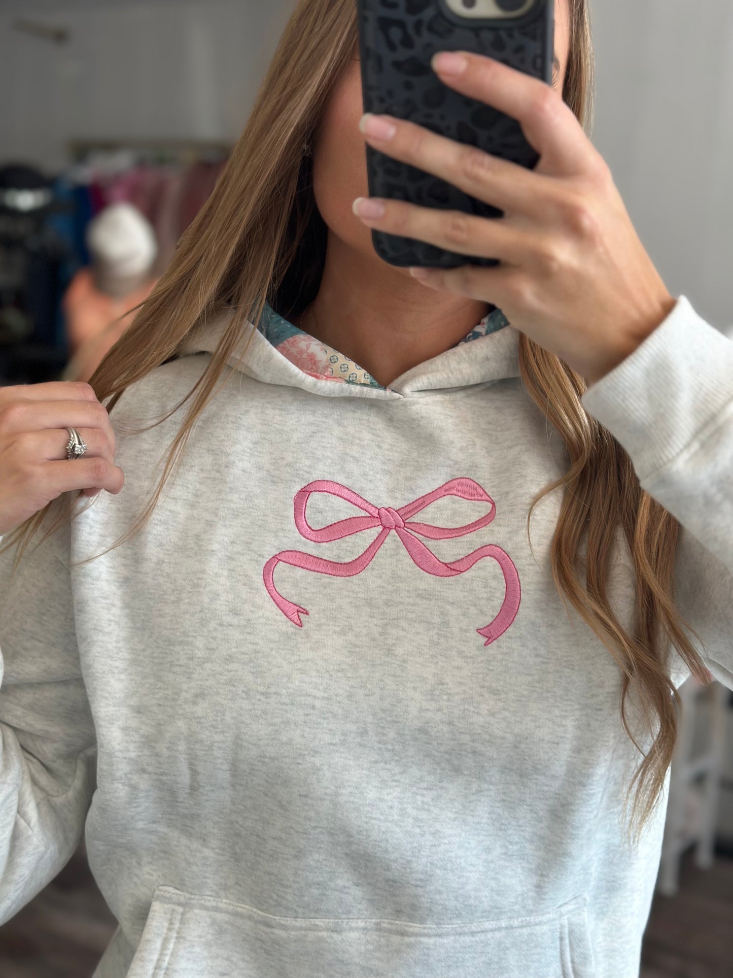 Embroidered Bow Hoodie - Simply Southern