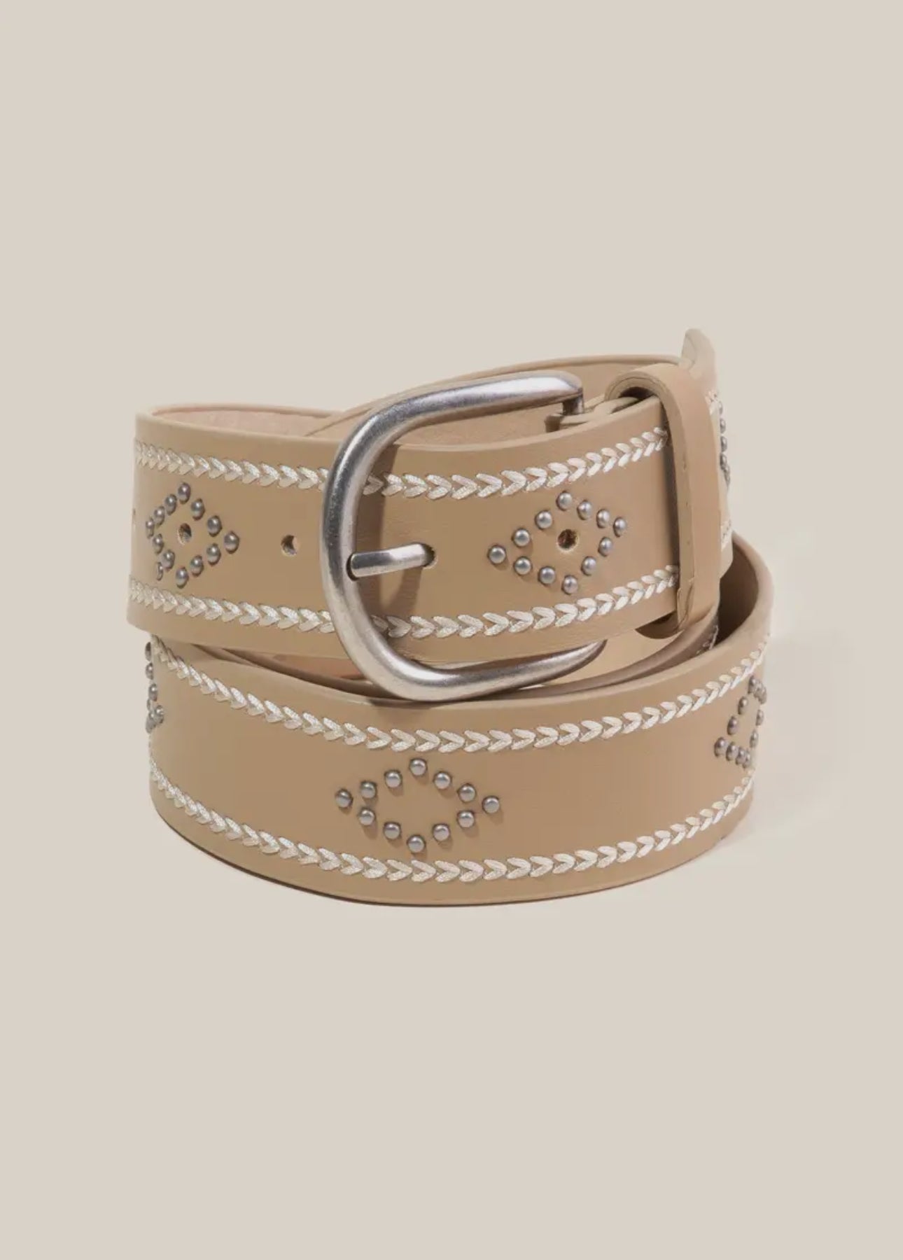 Etched Western Heart Pattern Belt - Tan