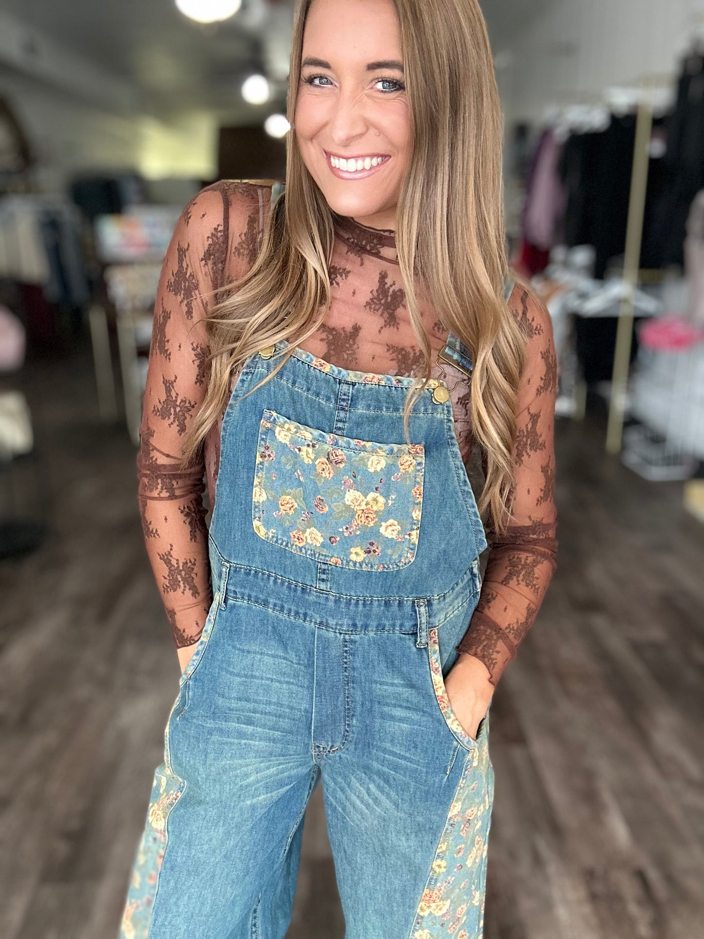 Wild Soul Floral Denim Overalls