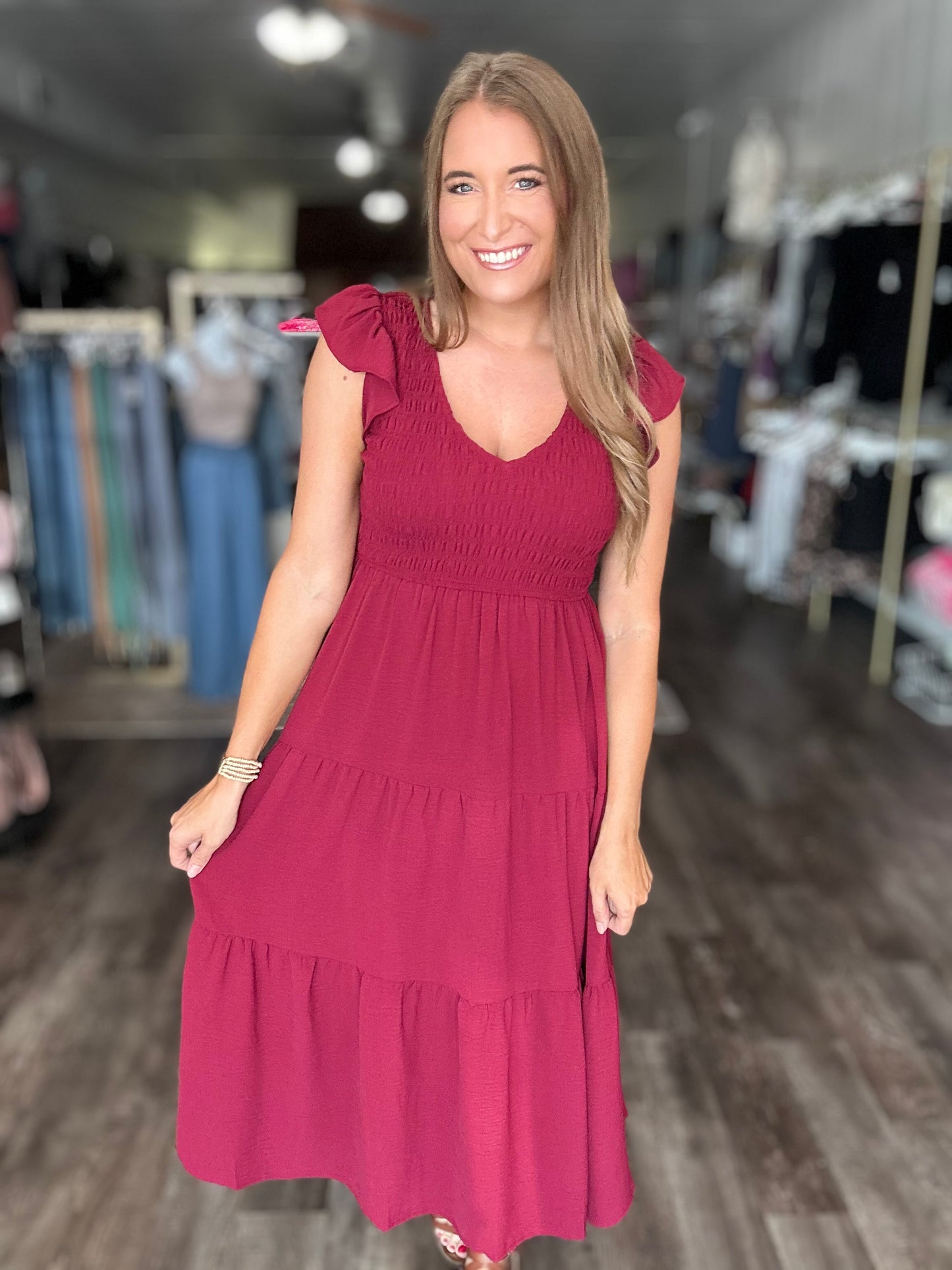 Let's Get Going Flutter Sleeve Dress