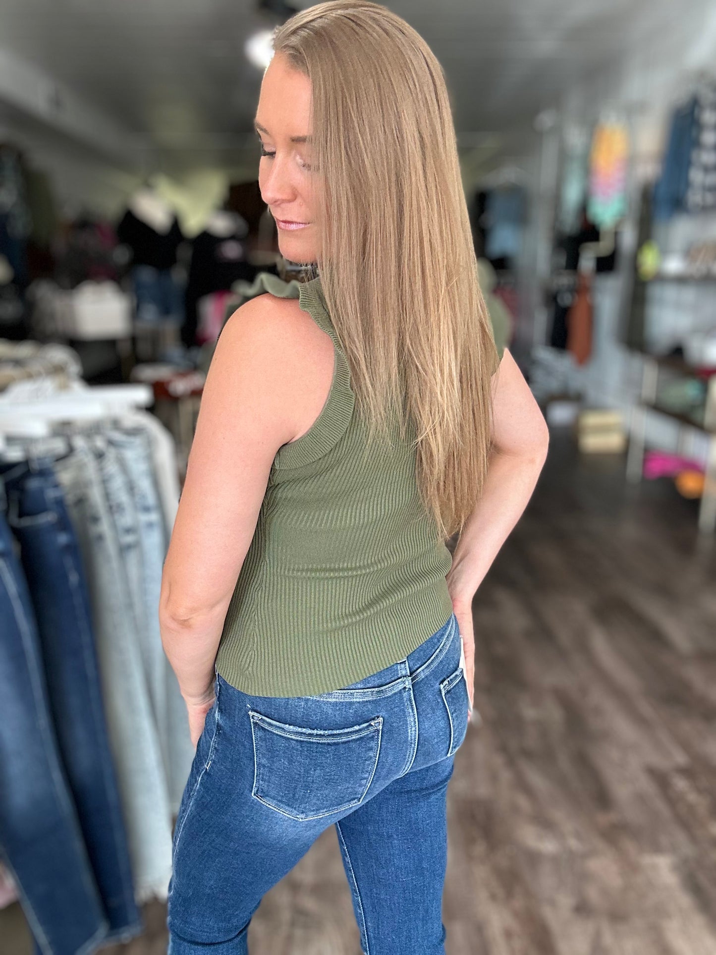 All The Fall Feels Sweater Tank - Olive