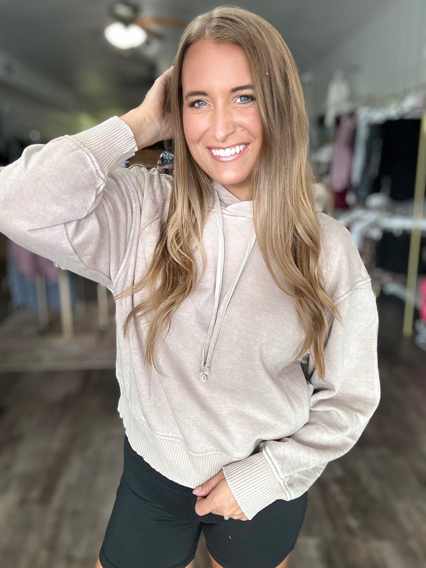 Cozy On Up Hoodie - Light Mocha