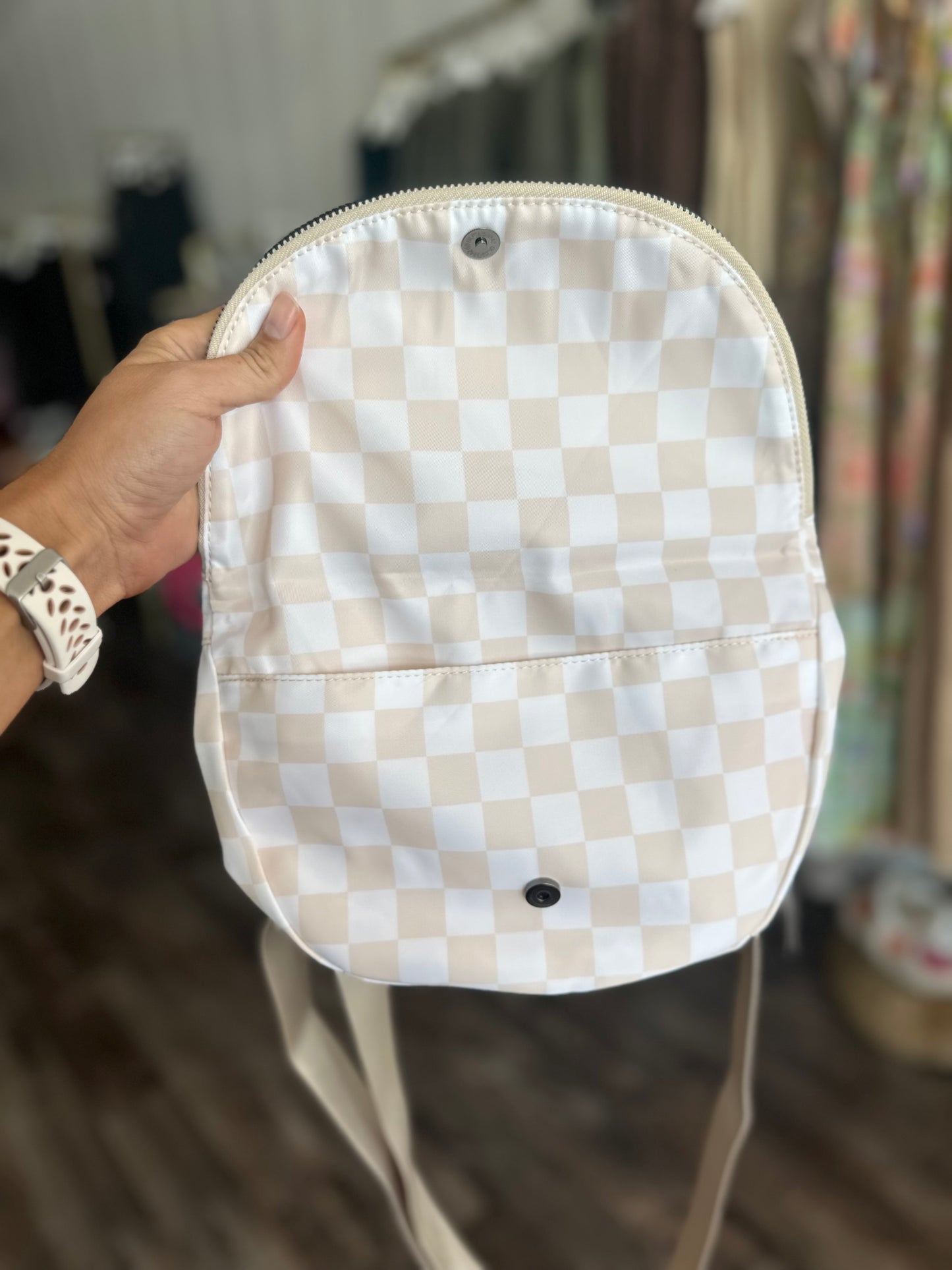 For The Hustle Sling Bag - Beige Checkered