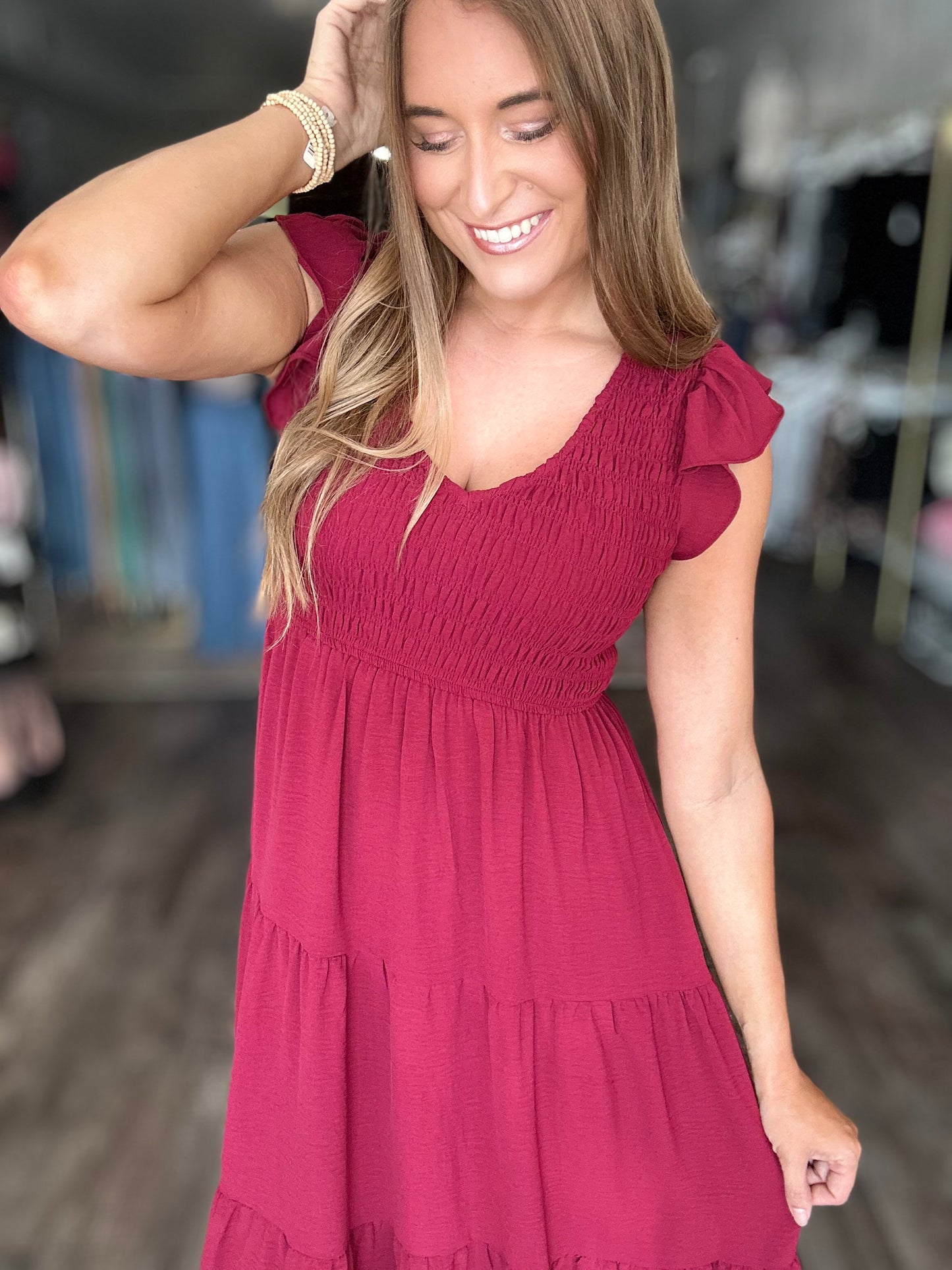 Let's Get Going Flutter Sleeve Dress
