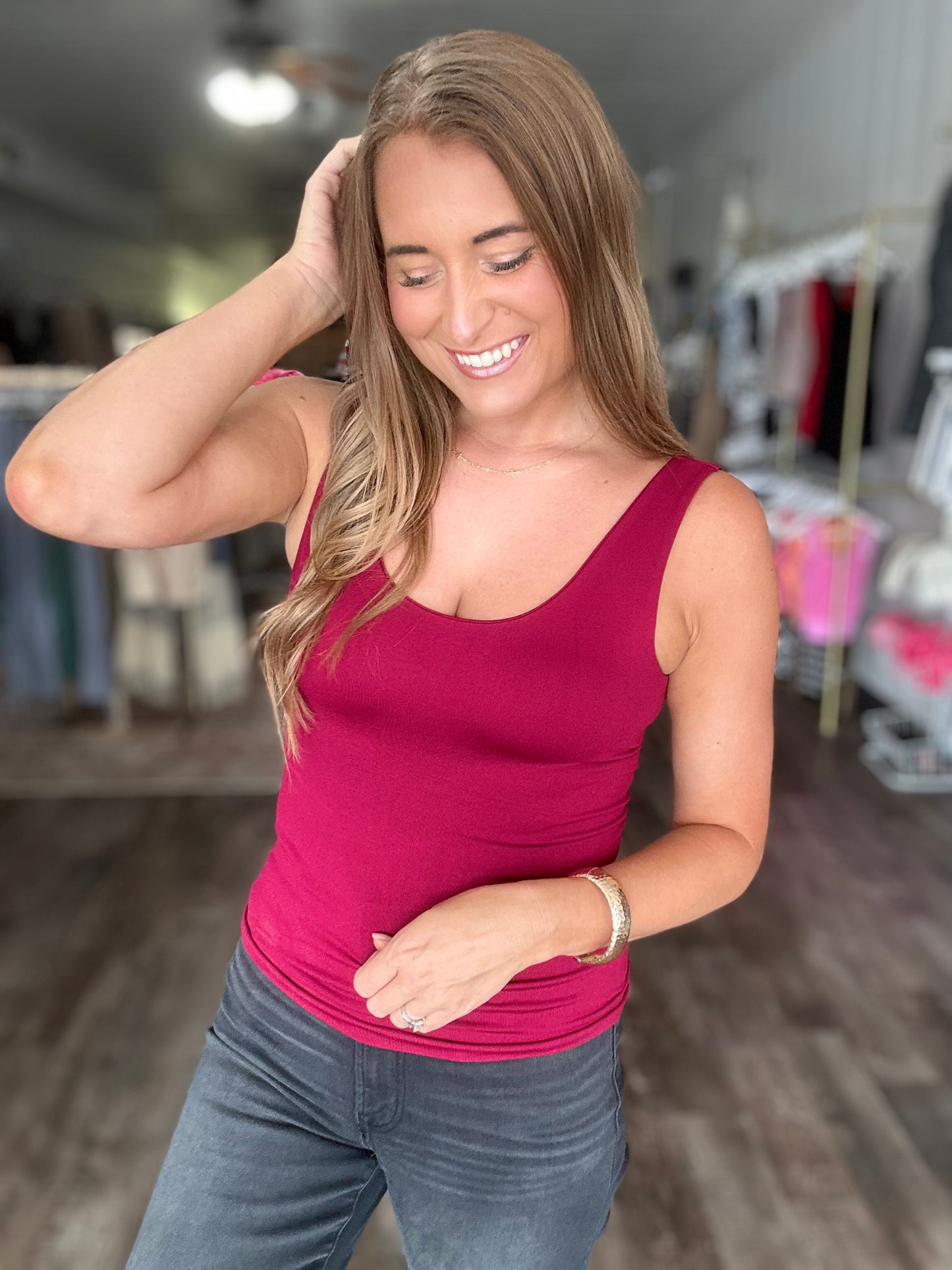Sicily Padded Tank - Burgundy