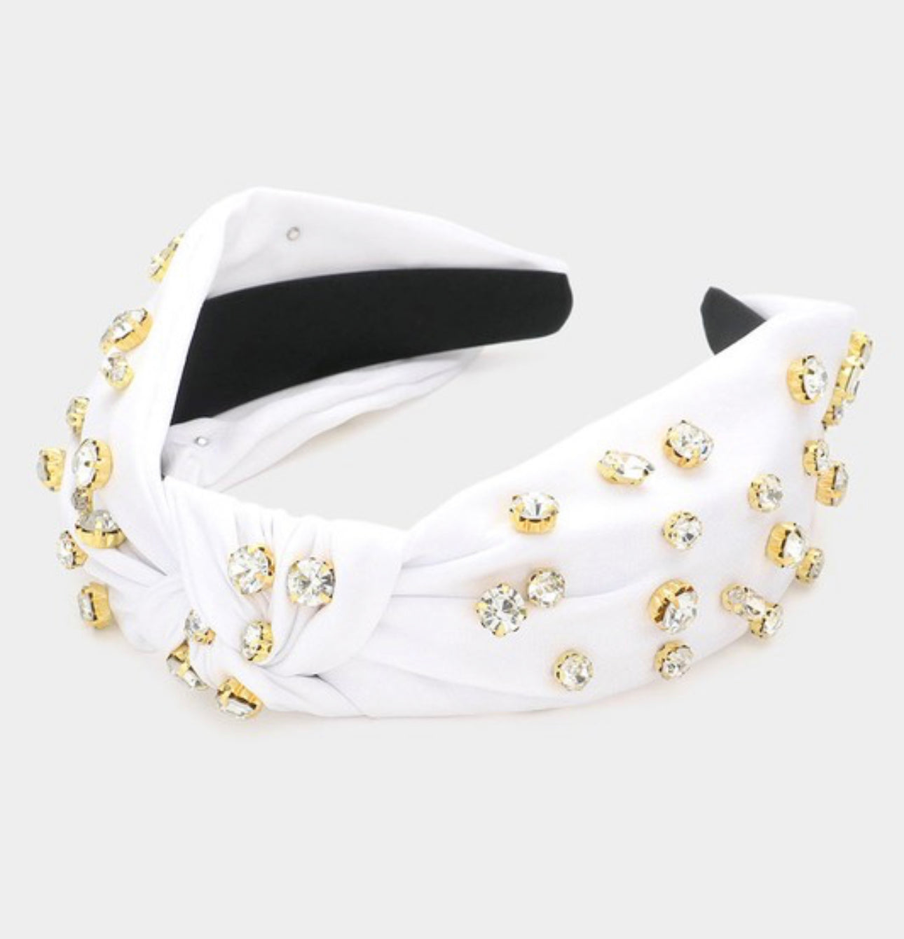 Stone Embellished Headband - White