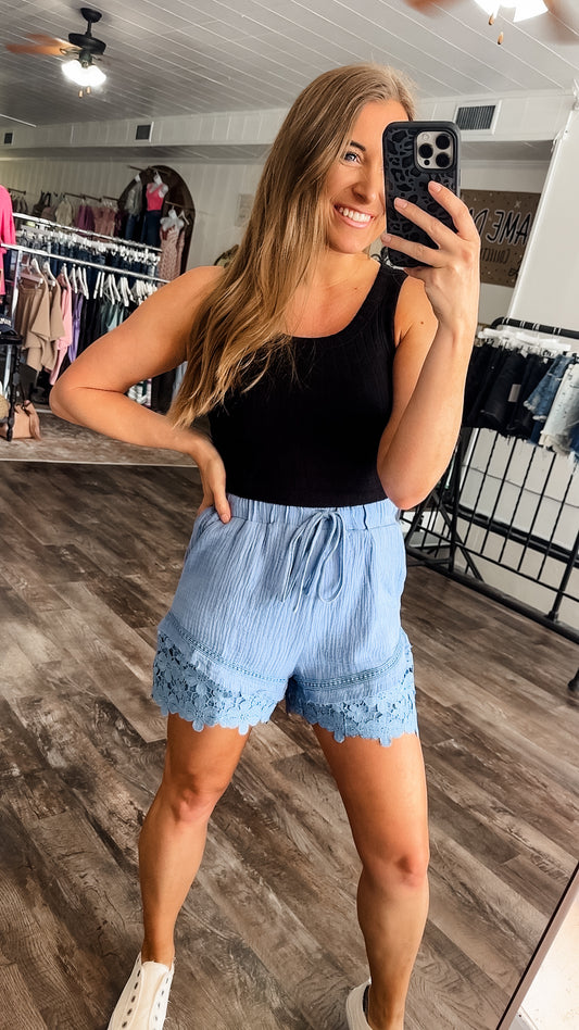 Love In The Air Lace Gauze Shorts