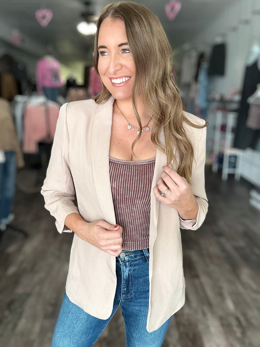 Always On Time Blazer - Tan