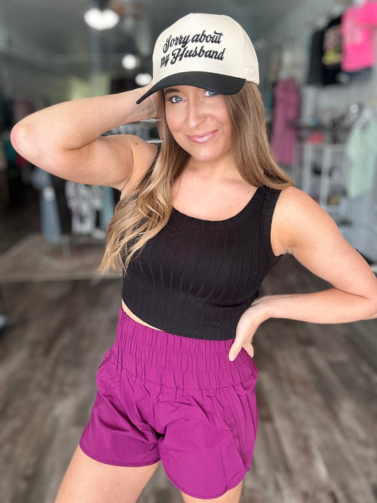 Charlotte Soft Ribbed Cropped Tank - Black