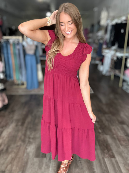 Let's Get Going Flutter Sleeve Dress