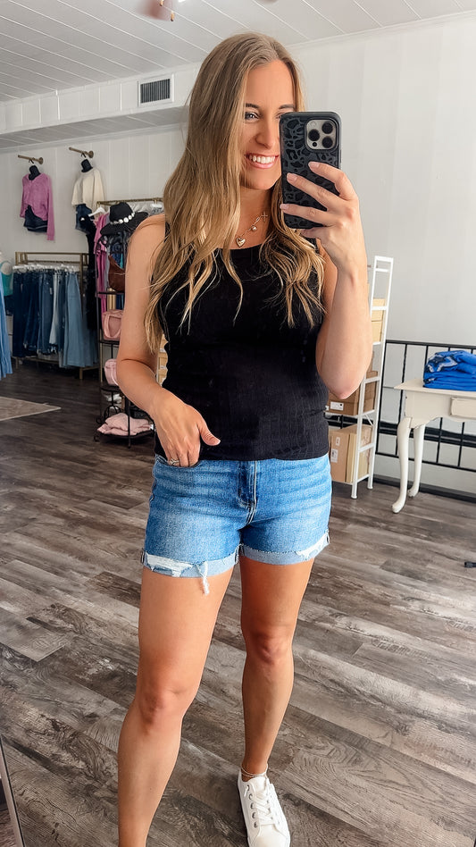 Ally Ripped Hem High Rise Shorts