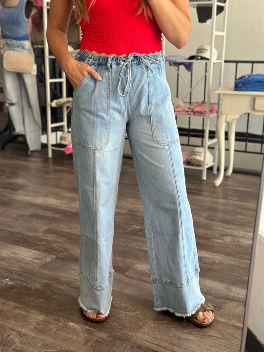 Leona Wide Leg Baggy Denim - Light