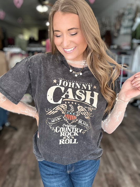 J Cash Acid Wash Oversized Tee