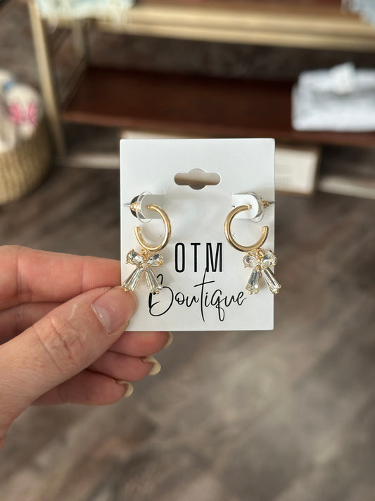 Classic Bow Dangle Earrings - Gold