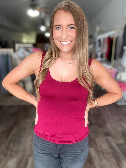 Sicily Padded Tank - Burgundy