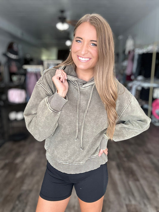 Cozy On Up Hoodie - Dark Olive