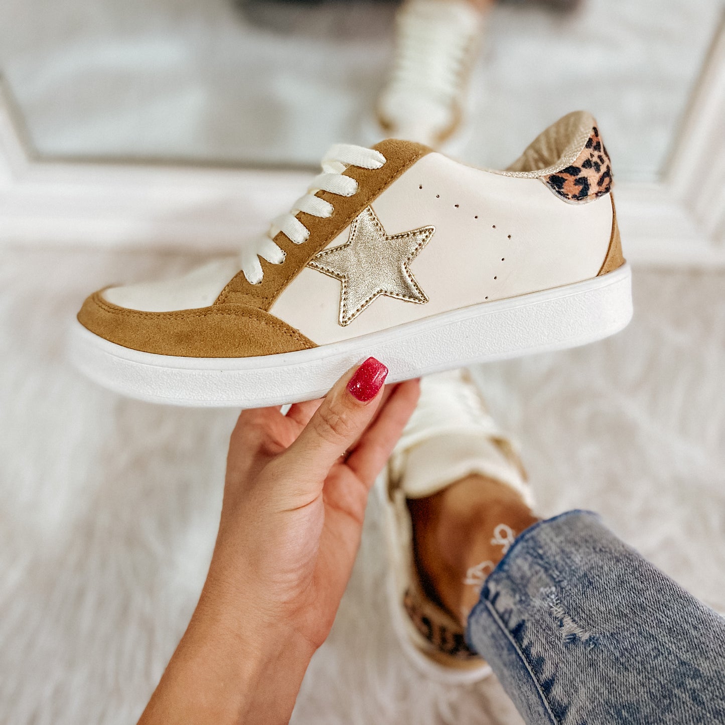 Gold/Leopard Star Tennis Shoe – OTM Boutique &